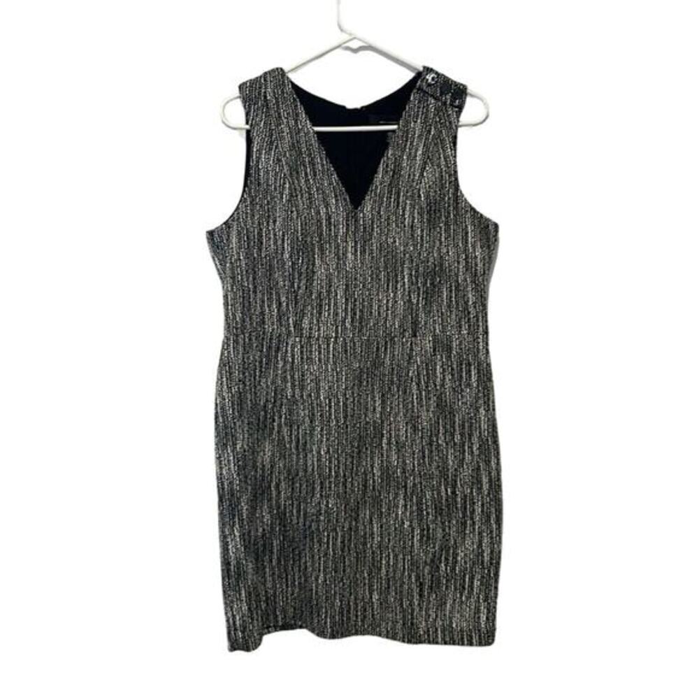 NWT WHBM White House Black Market‎ Tweed Sheath Dress 14P Sleeveless Career